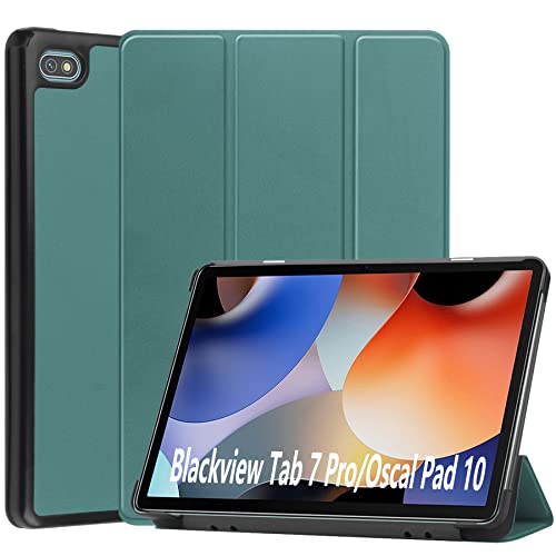 Dlahaby Hülle Kompatibel mit Blackview Tab 7 Pro/Tab 7 / Oscal Pad 10,Schutzhülle mit Standfunktion Flip Case Cover für Blackview Tab 7 Pro/Tab 7/ Oscal Pad 10 Tablet,dunkelgrün von Dlahaby
