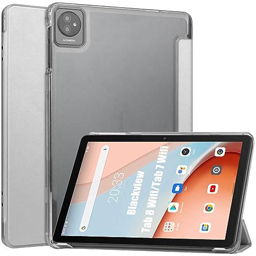 Dlahaby Hülle für Blackview Tab 7 WiFi/Blackview Tab 8 WiFi, PU-Leder und Hard PC Flip Cover mit Standfunktion, Schutzhülle für Blackview Tab7 WiFi/Blackview Tab8 WiFi Tablet, Silber von Dlahaby