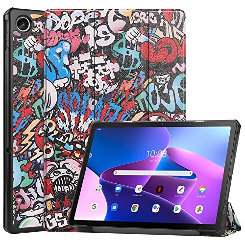 Dlahaby Hülle für Lenovo Tab M10 Plus 3rd Gen 10,6 Zoll 2022,PU Leder Schutzhülle mit Standfunktion Smart Case Cover für Lenovo Tab M10 Plus (3rd Gen) TB-125F/TB-128F Tablet,Graffiti von Dlahaby