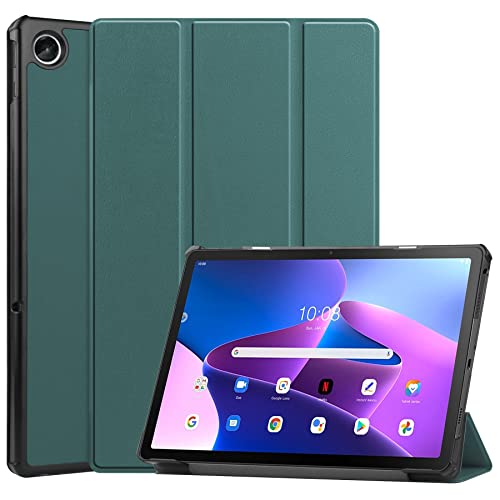 Dlahaby Hülle für Lenovo Tab M10 Plus 3rd Gen 10,6 Zoll 2022,PU Leder Schutzhülle mit Standfunktion Smart Case Cover für Lenovo Tab M10 Plus (3rd Gen) TB-125F/TB-128F Tablet,dunkelgrün von Dlahaby