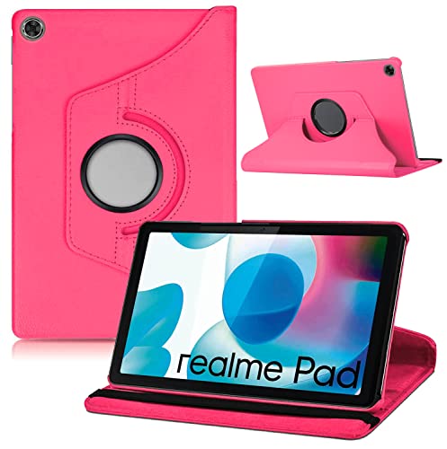 Dlahaby Hülle für Realme Pad 10,4 Zoll, 360 Grad Drehung PU Leder mit Standfunktion Schutzhülle für Realme Pad 10,4 Zoll Tablet,Hotpink von Dlahaby