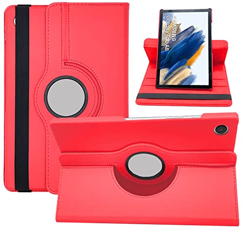 Dlahaby Hülle für Samsung Galaxy Tab A8 10.5 SM-X200/X205/X207, 360 Grad Drehung mit Standfunktion Schutzhülle für Samsung Galaxy Tab A8 10,5 Zoll 2021 Tablet,Rot von Dlahaby