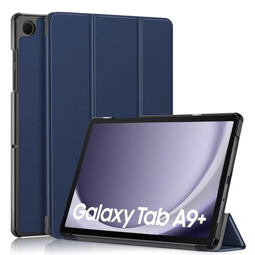 Dlahaby Hülle für Samsung Galaxy Tab A9 Plus 11 Zoll 2023,PU Leder Schutzhülle mit Standfunktion Smart Case Cover für Samsung Galaxy Tab A9+ SM-X210/X216/X218 Tablet,dunkelblau von Dlahaby