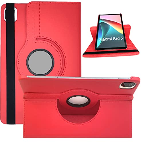 Dlahaby Hülle für Xiaomi Mi Pad 5/Mi Pad 5 Pro 11-Zoll 2021,PU Leder mit Drehbar Standfunktion Schutzhülle für Xiaomi Pad 5/MiPad 5 Pro Tablet,Rot von Dlahaby