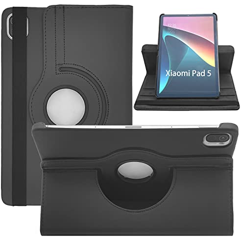 Dlahaby Hülle für Xiaomi Mi Pad 5/Mi Pad 5 Pro 11-Zoll 2021,PU Leder mit Drehbar Standfunktion Schutzhülle für Xiaomi Pad 5/MiPad 5 Pro Tablet,Schwarz von Dlahaby
