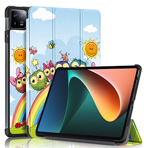Dlahaby Hülle für Xiaomi Pad 6 / Xiaomi Pad 6 Pro,PU Leder Schutzhülle mit Standfunktion Smart Case Cover für Xiaomi Mi Pad 6/6 Pro 11 Zoll 2023 Tablet,Regenbogen-Pferd von Dlahaby