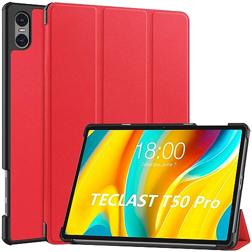 Dlahaby Schutzhülle für Teclast T50Pro 11 Zoll, Schutzhülle aus PU-Leder mit Halterung, Schutzhülle für Tablet Teclast T50 Pro, Rot von Dlahaby