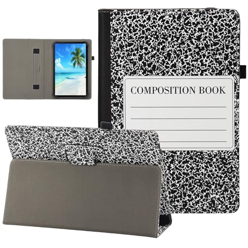 Dluggs Universal-Schutzhülle für 25,4 cm (10,1 Zoll) Android-Tablet, schmal, klappbar, Standfunktion, Folio-Lederhülle für 24,6 - 27,9 cm (9,5 - 11 Zoll) Tablet, mit Handschlaufe, von Dluggs