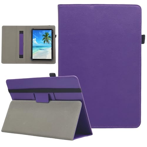 Dluggs Universal-Schutzhülle für 25,4 cm (10,1 Zoll) Android-Tablet, schmal, klappbar, Standfunktion, Lederschutzhülle für 24,6 - 27,9 cm (9,5 - 11 Zoll) Tablets, mit Handschlaufe, Dunkel von Dluggs
