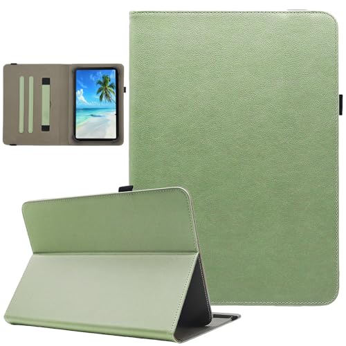 Dluggs Universal-Schutzhülle für Android-Tablets mit 17,8 cm (7 - 8,5 Zoll), PU-Leder, mehrere Betrachtungswinkel, Standfunktion, mit Handschlaufe, Graugrün von Dluggs