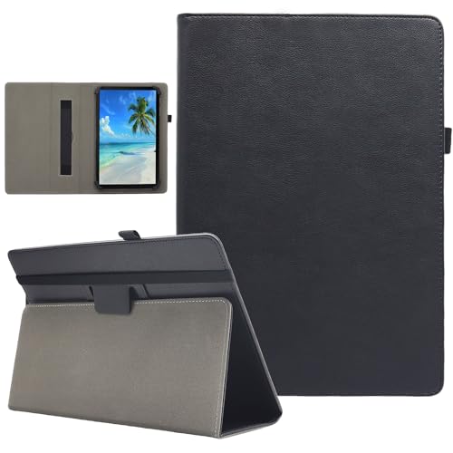 Dluggs Universal-Schutzhülle für Android-Tablets mit 17,8 cm (7 - 8,5 Zoll), schmal, klappbar, Standfunktion, Lederhülle, mit Handschlaufe, Schwarz von Dluggs