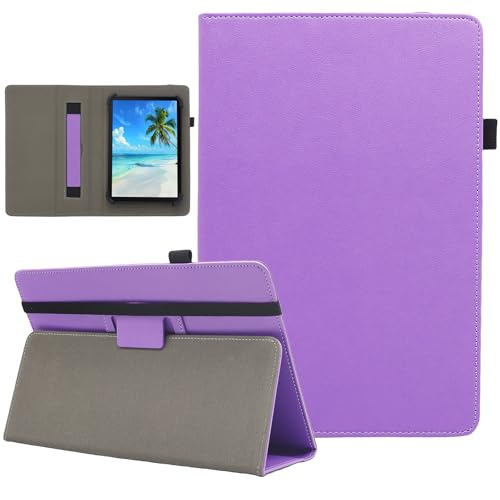 Dluggs Universal-Schutzhülle für Android-Tablets mit 17,8 cm (7 - 8,5 Zoll), schmal, klappbar, Standfunktion, Lederhülle, mit Handschlaufe, Violett von Dluggs