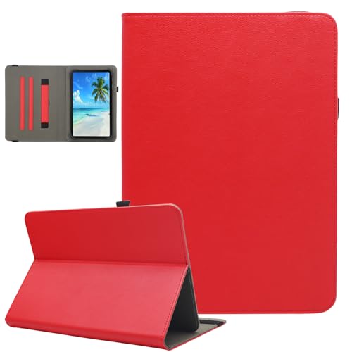 Dluggs Universal-Schutzhülle für Android-Tablets mit 25,4 cm (10,1 Zoll), PU-Leder, mehrere Betrachtungswinkel, Standfunktion, für 9,5-11 Zoll Tablet, mit Handschlaufe, Rot von Dluggs