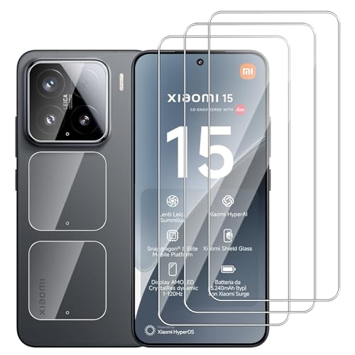 Dlxiks 3+3 Stück, Panzer Schutz Glas für Xiaomi Mi 15 5G, 3 Stück Schutzfolie Mit 3 Stück Kameraschutz, Anti-Kratzen, HD Klar Displayschutzfolie für Xiaomi Mi 15 5G Dlxiks 3+3 Stück, Panzer Schutz Glas für Xiaomi Mi 15 5G, 3 Stück Schutzfolie Mit 3 Stück Kameraschutz, Anti-Kratzen, HD Klar Displayschutzfolie für Xiaomi Mi 15 5G von Dlxiks