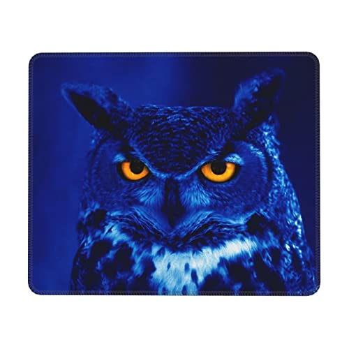 Mauspad mit blauem Eulen-Muster, geeignet für Desktops, Laptops, Konsolen. 17,8 x 21,8 cm von Dmorj