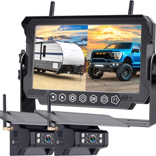 DoHonest Rückfahrkamera Kabellos Anhänger HD 1080P 7‘’ Taste Berühren DVR Monitor Kit Funk Backup Camera wasserdicht LKW Wohnwagen Wohnmobil Van Bus 4 Kanäle V23 von DoHonest