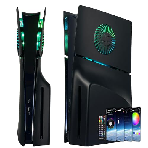 Faceplate für PS5 Slim Disc Edition mit RGB Light Strip und Staubfilter, DOBEWINGDELOU 400+ Effekte LED Licht Konsole Seitenplatten Platte Cover DIY Dekoration Kit Zubehör Schwarz Faceplate für PS5 Slim Disc Edition mit RGB Light Strip und Staubfilter, DOBEWINGDELOU 400+ Effekte LED Licht Konsole Seitenplatten Platte Cover DIY Dekoration Kit Zubehör Schwarz von Dobewingdelou