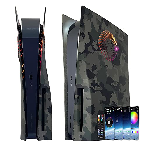 Faceplate mit RGB-Lichtstreifen DOBEWINGDELOU 400+ Effekte LED-Lichtring Konsolenabdeckung für Disc Edition DIY Dekoration Kit Zubehör Grün Camouflage von Dobewingdelou