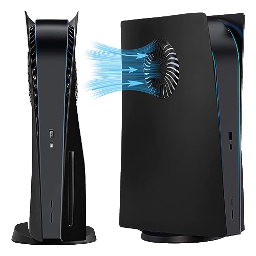 Frontplatten für PS5 mit Kühlöffnungen Harte stoßfeste Abdeckung für P5 Disc Edition DOBEWINGDELOU PS5-Konsolenplatten Ersatz Seitenplatten Zubehör Kratzfeste staubdichte ABS Schwarz von Dobewingdelou