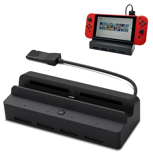 Game Card Reader für Switch/Switch OLED TV Ladestation DOBEWINGDELOU Zubehör Game Card Holder Quick Switching PD Charing, 4K HDMI, USB 3.0 Port, LED-Anzeige von Dobewingdelou