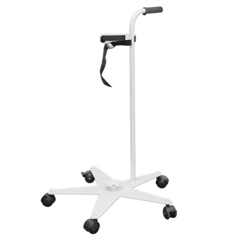 DocMed Flaschenhalter Flaschenfahrgestell in weiß mit massivem Stahlblechsockel, (Komplett-Set, 2-St., sehr stabil und robust, feststellbare Rollen), Mobiles Sauerstoffflaschengestell, Medizinisches Fahrgestell von DocMed