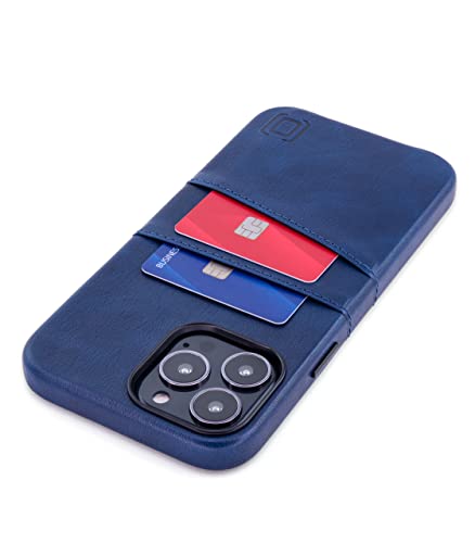 Dockem Brieftaschen-Etui für iPhone 13 Pro Max mit integrierter Metallplatte für magnetische Befestigung und 2 Kreditkartenfächern: hochwertiges Synthetikleder (6,7" Exec M2, Navy blau) von Dockem
