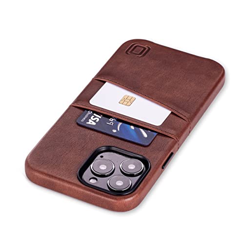 Dockem Brieftaschen-Etui für iPhone 13 Pro Max mit integrierter Metallplatte für magnetische Befestigung und 2 Kreditkartenfächern: hochwertiges Synthetikleder (6,7" iPhone 13 Pro Max, Exec M2, Braun) von Dockem