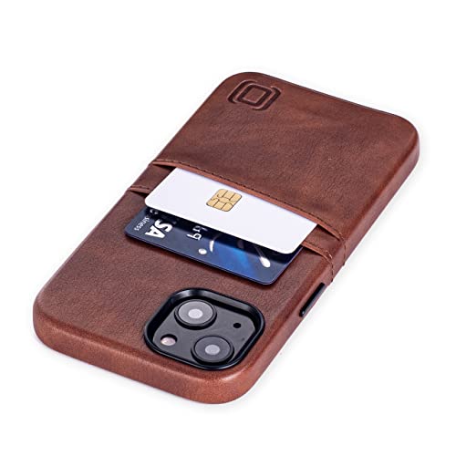Dockem Brieftaschen-Etui für iPhone 13 mit integrierter Metallplatte für magnetische Befestigung und 2 Kreditkartenfächern: hochwertiges Synthetikleder (6,1" iPhone 13, Exec M2, Braun) von Dockem