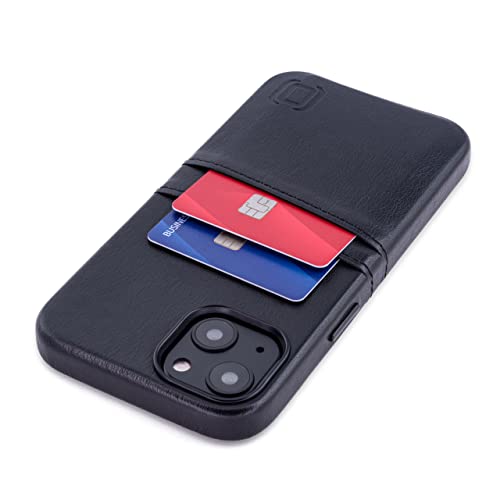 Dockem Brieftaschen-Etui für iPhone 13 mit integrierter Metallplatte für magnetische Befestigung und 2 Kreditkartenfächern: hochwertiges Synthetikleder (6,1" iPhone 13, Exec M2, Schwarz) von Dockem