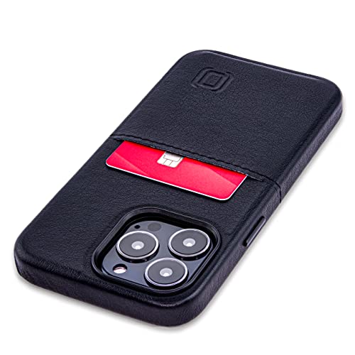 Dockem Brieftaschenhülle für iPhone 13 Pro mit integrierter Metallplatte für magnetische Befestigung und einem flachen Kreditkartenfach, Premium-Kunstleder (Exec M1, 6,1" iPhone 13 Pro, Schwarz) von Dockem