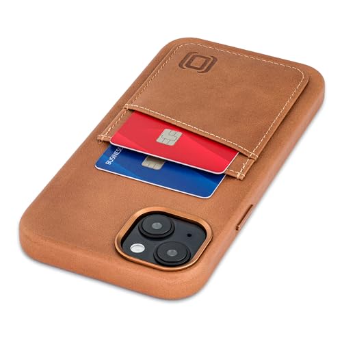 Dockem Echtleder Kartenetui für iPhone 14 Plus mit Kartenfachen und Integrierter Metallplatte zur Magnetischen Befestigung, Aufgenähtes Portemonnaie mit 2 Kreditkartenfächern (Hellbraun, M2GL) von Dockem
