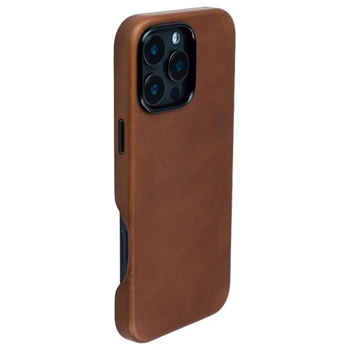 Dockem Echtlederhülle V2 für iPhone 16 Pro Max mit Vollständigem Kameraausschnitt, Kompatibel mit MagSafe (MSGL, Braun) von Dockem