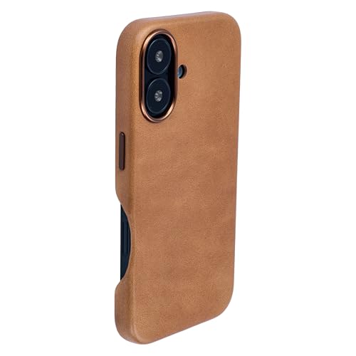 Dockem Echtlederhülle V2 für iPhone 16 mit Vollständigem Kameraausschnitt, Kompatibel mit MagSafe (MSGL, Hellbraun) von Dockem