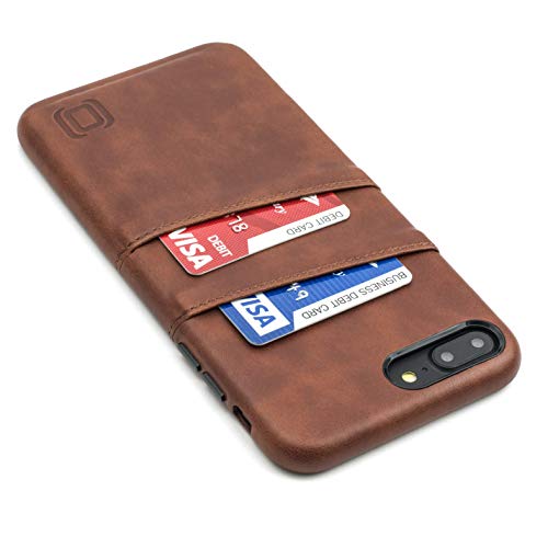 Dockem Exec Handyhülle mit 2X Kartenfach für iPhone 8 Plus / 7 Plus - Schmale Vintage Wallet Handytasche aus Kunstleder – Hülle mit Einrastautomatik - Braun von Dockem