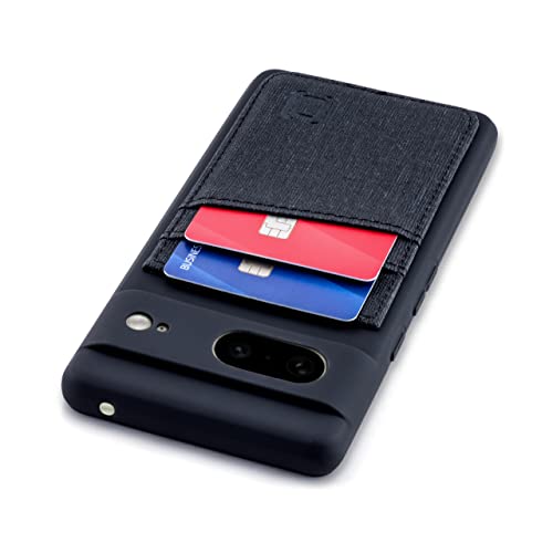 Dockem Flüssiges Silikon Kartenetui für Google Pixel 7 mit Kartenfachen; Aufgenähtes Portemonnaie mit 2 Kreditkartenfächern (Schwarz, N2T) von Dockem