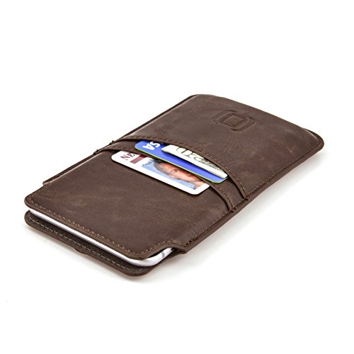 Dockem Handyhülle mit 2x Kartenfach für iPhone Pro Max und Plus: 15/14/13/12/11 Pro Max, 15/14 Plus, XS Max, 8/7/6 Plus: Schlanke Handytasche im Brieftaschenstil aus Kunstleder im Vintage Stil [Braun] von Dockem