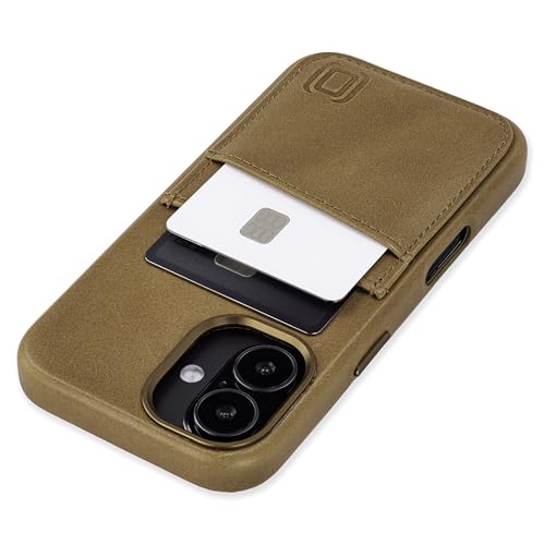 Dockem Hülle aus Echtem Leder für iPhone 16 mit Kartenfachen und Integrierter Metallplatte zur Magnetischen Befestigung, Aufgenähtes Portemonnaie mit 2 Kreditkartenfächern (Hellbraun, M2GL) von Dockem