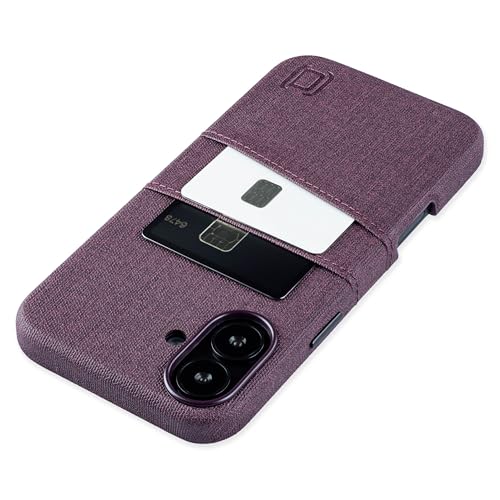 Dockem Kartenetui V2 für iPhone 16 Plus mit Kameraausschnitt, eingebauter Metallplatte & 2 Kartenfächern: M2 Luxe Canvas-Stil Kunstleder Wallet Case (Burgund) von Dockem