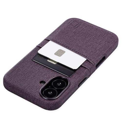 Dockem Kartenetui für iPhone 16 mit Integrierter Metallplatte für Magnetischen Befestigung und 2 Kartenfächer: M2 Luxe Canvas-Stil Kunstleder Kartenhülle (Burgund) von Dockem