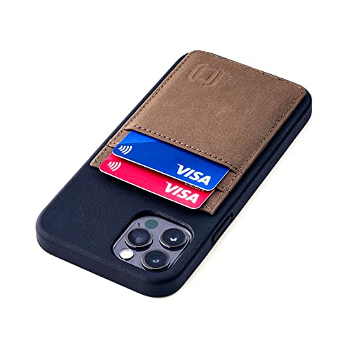 Dockem Schutzhülle für iPhone 12 und iPhone 12 Pro Bio Wallet Case: sinnvolle Materialien, magnetische Befestigung und 2 Kreditkartenfächer, (6,1 inch, schwarz und Hellbraun, M2B) von Dockem