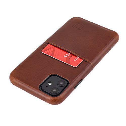 Dockem Virtuosa M1 Lederhülle mit Kartenfach für iPhone 11 (6.1): Hülle aus Leder, Ultra Schlanke Wallet Handytasche mit Integrierter Metallplatte für Magnet-Halterung - M-Serie (Braun) von Dockem
