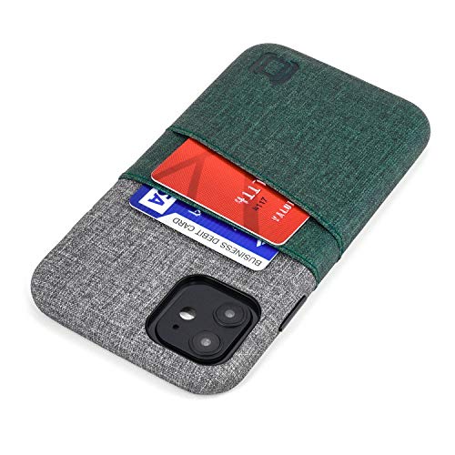 Dockem iPhone 11 Handyhülle mit Kartenfach: Brieftasche Handytasche mit Integrierter Metallplatte für Magnet-Halterung [6.1" Luxe M2, Grün und Grau] von Dockem