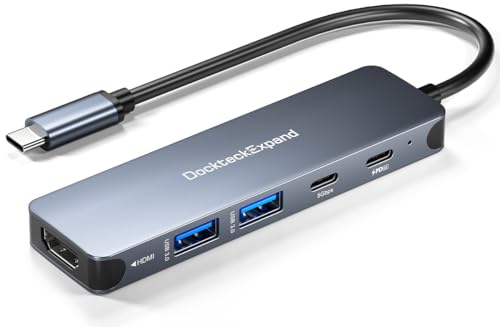 USB-C HUB, DockteckExpand USB C auf USB Adapter (5 in 1) mit 4K HDMI, 100W Power Delivery, 5Gbps USB-C Datenport & 2 5Gbps USB-A Datenports für MacBook Pro/Air, iPad Pro/Air, Dell XPS und mehr von DockteckExpand