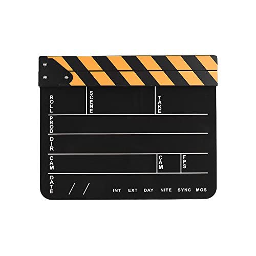 Docooler Filmklappe, Regieklappe Acryl Clapboard Dry Erase Director Film-Film Clapper Board Slate mit Gelb / Schwarz Stick, Schwarz von Docooler