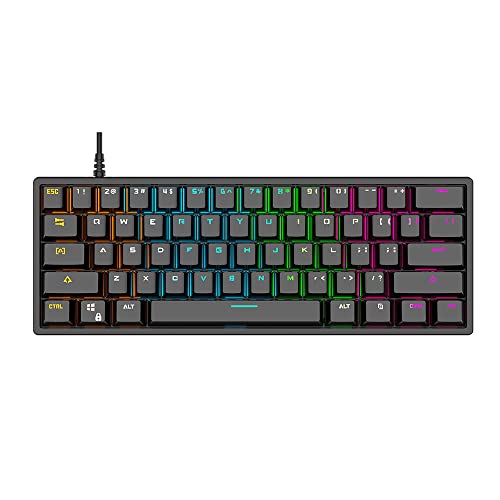 Docooler G101 61 Tasten Mechanische Tastatur mit Kabel Tastatur mit RGB-Hintergrundbeleuchtung PBT Zwei-Farben-Injektion Mechanische Tastatur Schalter Blau Schwarz von Docooler