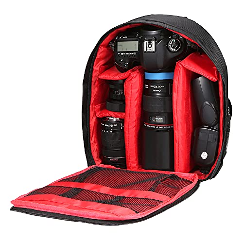 Docooler Kamerarucksack, wasserdichte Atmungsaktive Kamera Rucksäcke DSLR Digitalkamera Digital Rucksack für Canon Nikon Sony SLR Spiegelreflexkamera(Rot) von Docooler