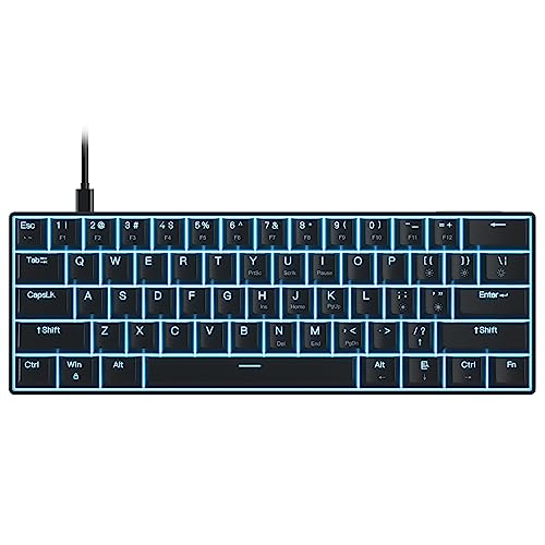 Docooler Mechanische Tastatur mit 61 Tasten mit USB-Out-EMU-Kabel, LED-Hintergrundbeleuchtung, unterstützt Hot-Swapping, blauer Schalter / roter Schalter von Docooler