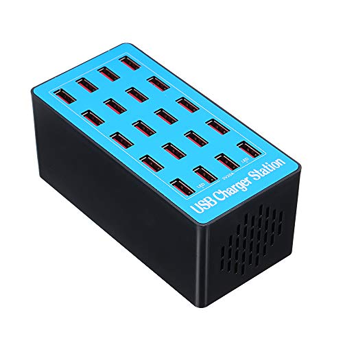 docooler 20 Ports USB-Ladegerät mit Adapter für die Ladestation, universell Compatible with den Einsatz in der Familie und im Büro. von Docooler