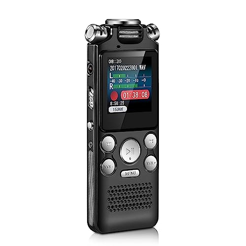 docooler 8GB Voice Recorder Audio Recorder mit Rauschunterdrückung Dual Mikrofon für HD Voice aktivierte Aufnahme Metallgehäuse von Docooler