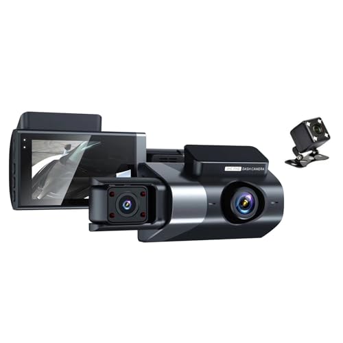 docooler Dashcam mit DREI Kameras, 1080P HD, Auto-DVR, Auto-Sicherheitskamera, 170° Ultra-Weitwinkel, Infrarot-Nachtsicht, 24-Stunden-Loop-Aufnahme, Parküberwachung von Docooler